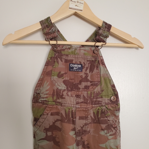 Oshkosh Vestbak Overalls 18 Months Green And Brown Camo Dinosaur - Picture 1 of 9